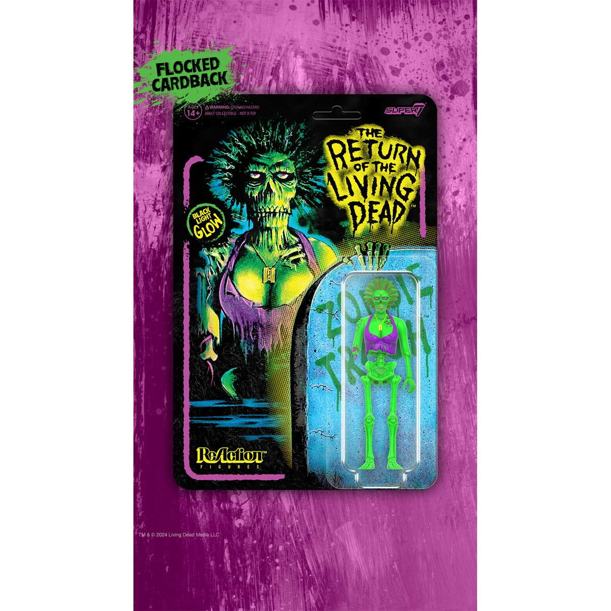 Return of the Living Dead Female Poster Zombie (Blacklight) 3 3/4-Inch ReAction Figure - Exclusive