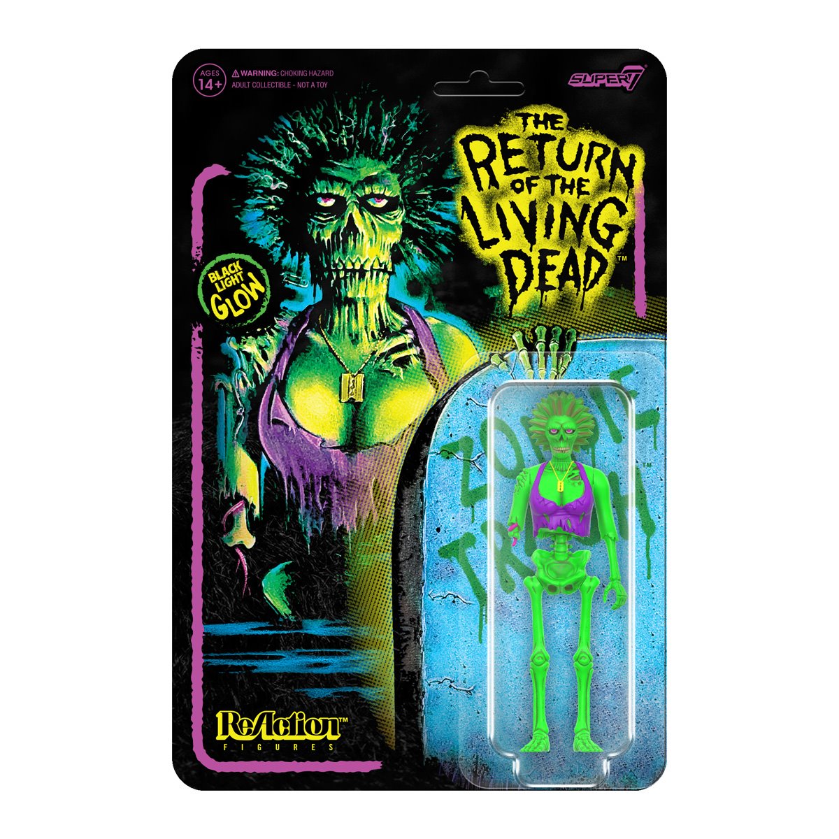 Return of the Living Dead Female Poster Zombie (Blacklight) 3 3/4-Inch ReAction Figure - Exclusive