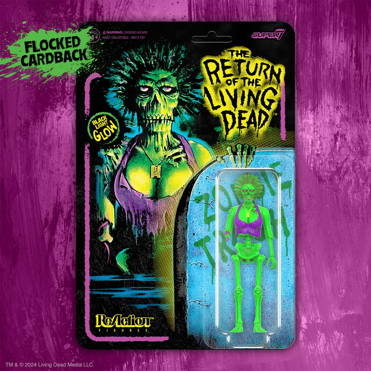 Return of the Living Dead Female Poster Zombie (Blacklight) 3 3/4-Inch ReAction Figure - Exclusive