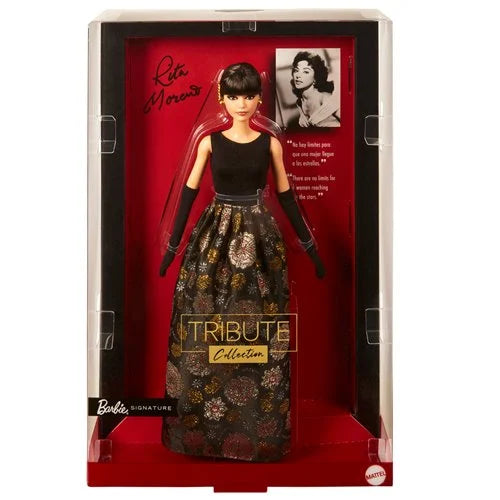 Barbie Signature Tribute Collection Rita Moreno Collectible Doll in Black & Gold Gown with Gloves and Shoes, Includes Doll Stand