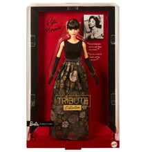 Load image into Gallery viewer, Barbie Signature Tribute Collection Rita Moreno Collectible Doll in Black &amp; Gold Gown with Gloves and Shoes, Includes Doll Stand
