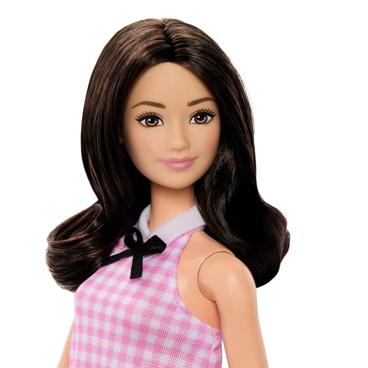 Barbie Fashionistas Doll #224 with Black Wavy Hair, Pink Gingham Dress & Accessories, 65th Anniversary Collectible Fashion Doll