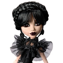 Load image into Gallery viewer, Monster High Wednesday Doll, Rave’N Wednesday Collectible in Black Gothic Gown
