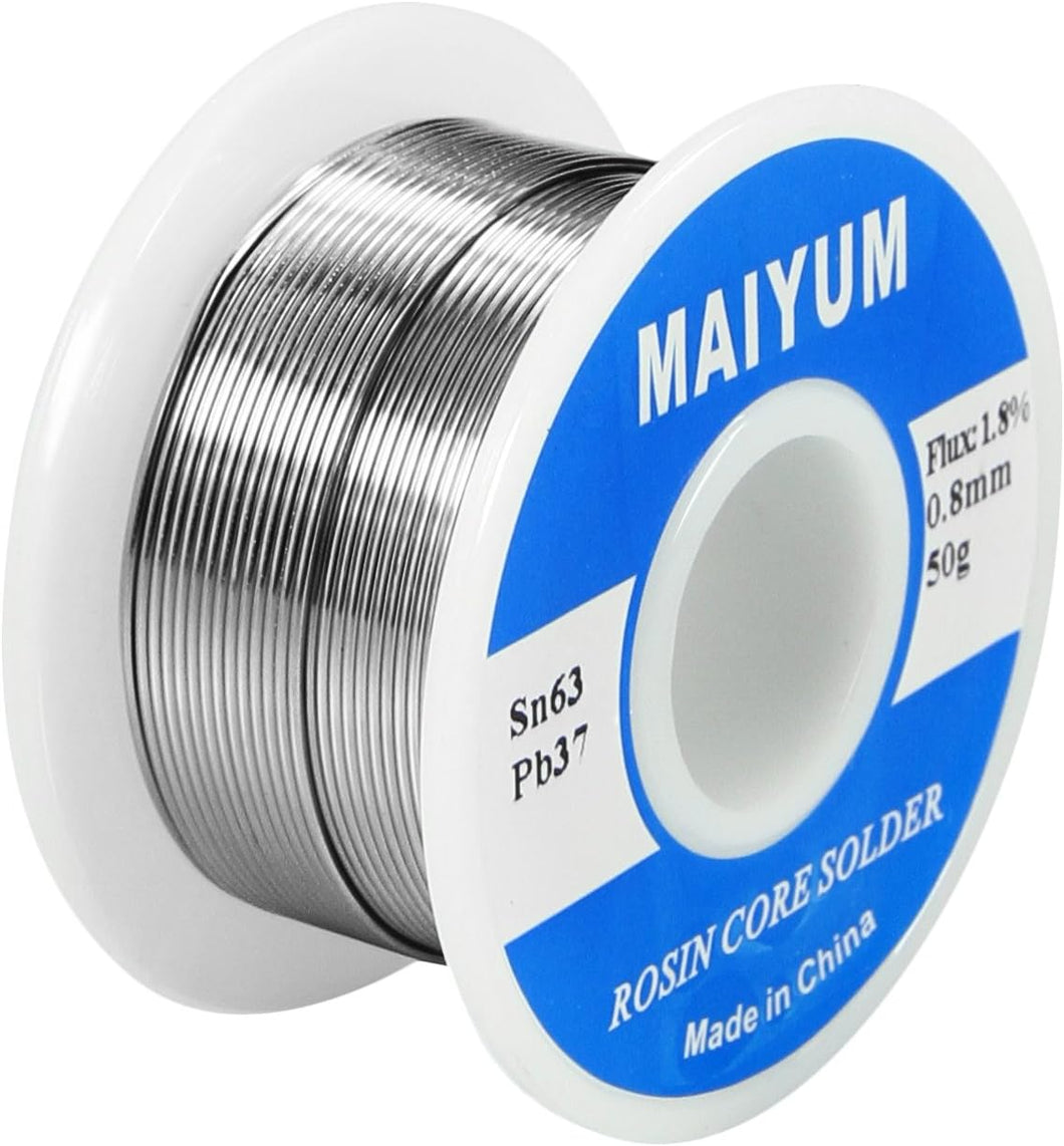 MAIYUM 63-37 Tin Lead Rosin Core Solder Wire for Electrical Soldering (0.8mm 50g)