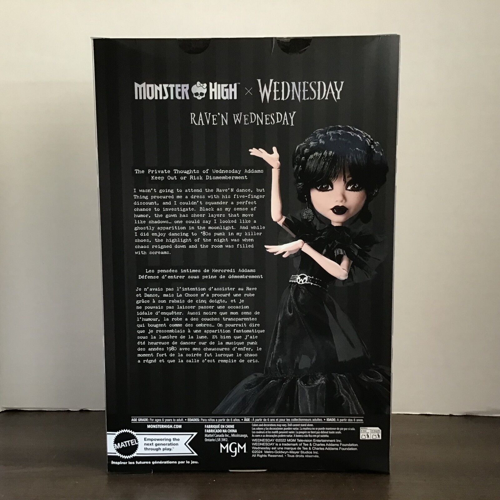 Monster High Wednesday Doll, Rave’N Wednesday Collectible in Black Gothic Gown