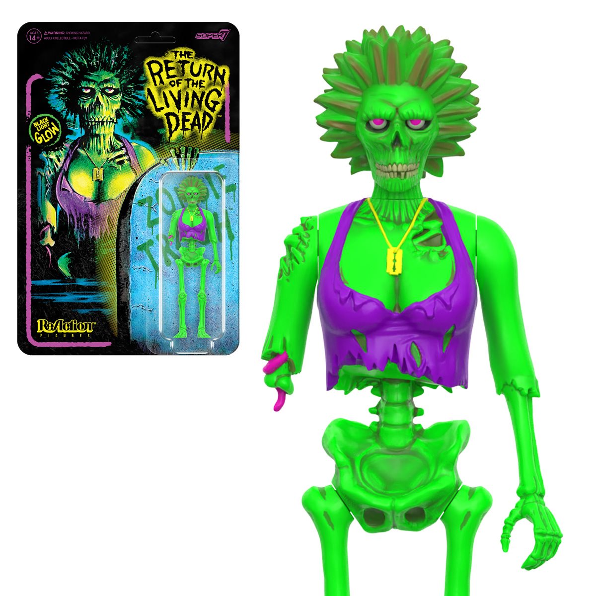 Return of the Living Dead Female Poster Zombie (Blacklight) 3 3/4-Inch ReAction Figure - Exclusive
